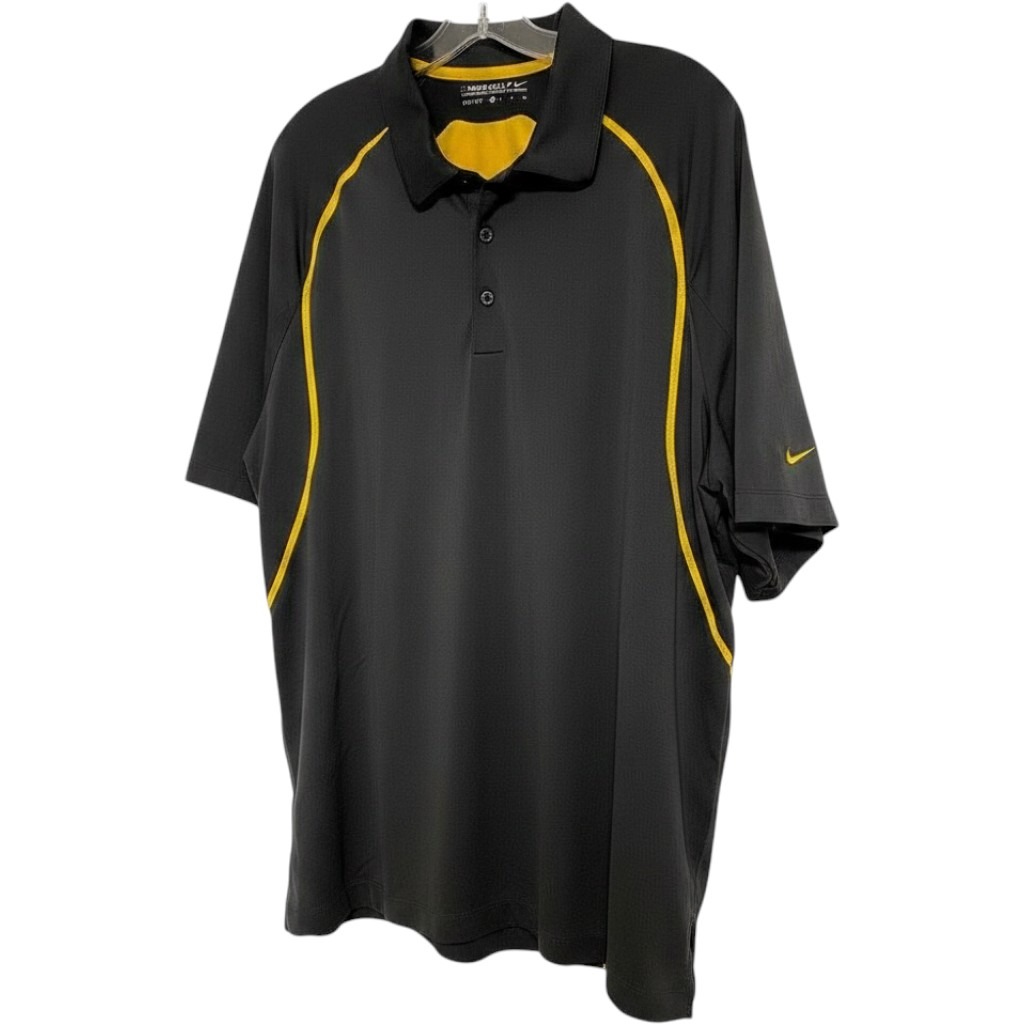 Nike Golf Dri Fit Black Yellow Polo Shirt Mens Xl